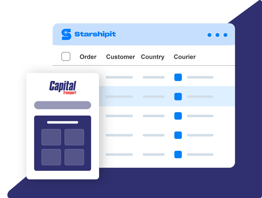 Capital Transport shipping integration dashboard illustration Capital Transport shipping integration dashboard illustration