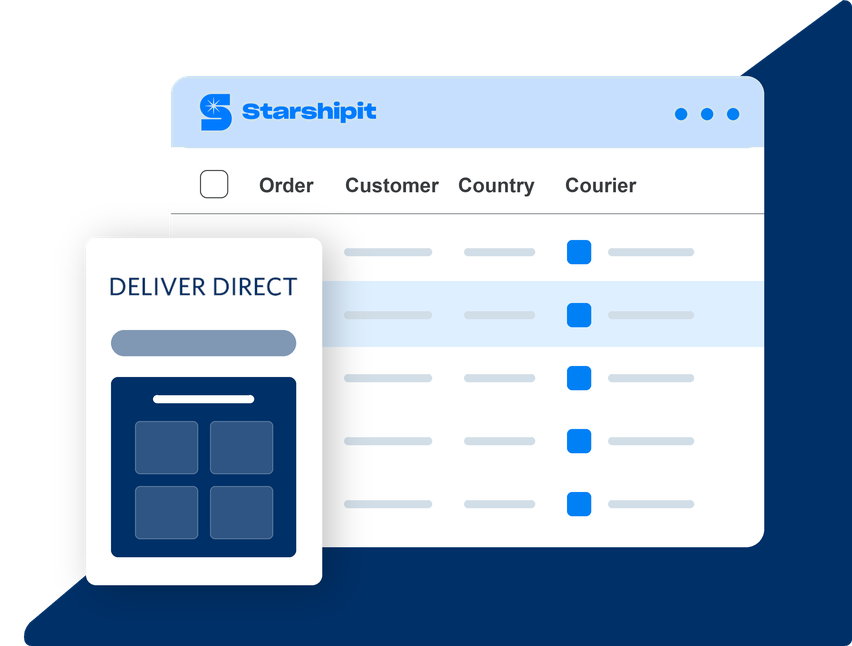 Deliver Direct shipping integration dashboard illustration Deliver Direct shipping integration dashboard illustration