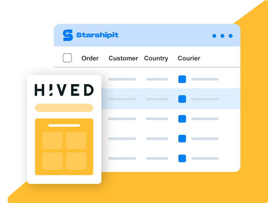 HIVED shipping integration dashboard illustration HIVED shipping integration dashboard illustration