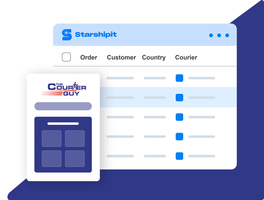 The Courier Guy shipping integration dashboard illustration The Courier Guy shipping integration dashboard illustration